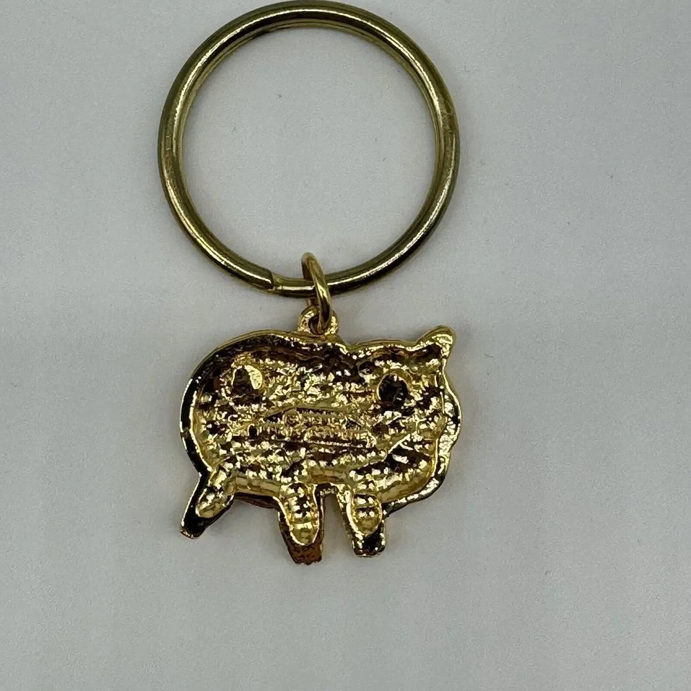 Disney Toy Story Hamm Piggy Bank Key Chain Pink/Gold Tone Evil‎ Dr. Porkchop EUC